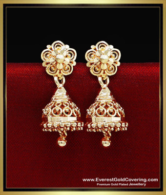 ERG2616 - Latest Daily Wear Small Jhumka Earrings Gold Design