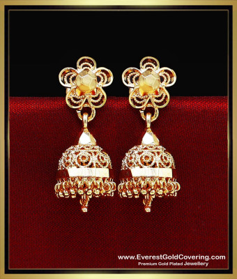 ERG2619 - Trendy Daily Wear Gold Covering Jhumkas for Women