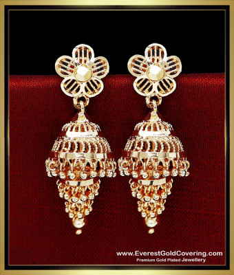 ERG2627 - Trendy 3 Step Jhumka Earrings Gold Plated Jewellery
