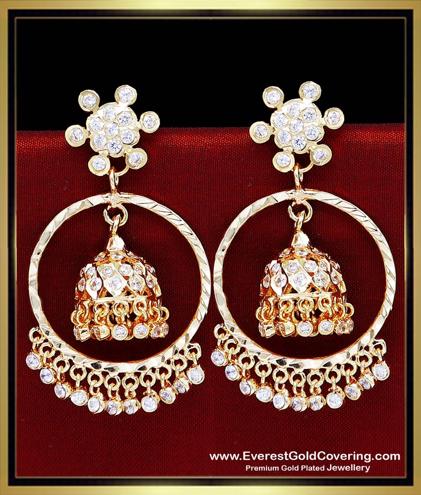 diamond white stone jhumkas