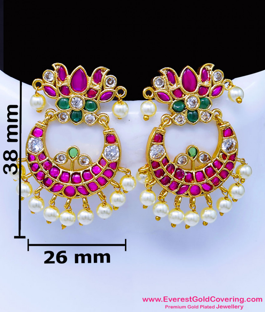 Pearl Drop One Gram Gold Earrings