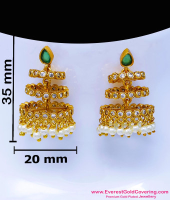 ERG2649 - New Model CZ Matte Finish Pearl Drop Jhumka Earrings
