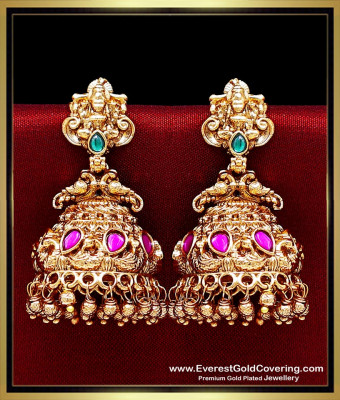 ERG2653 - High Quality Temple Jewellery Big Antique Jhumkas Design