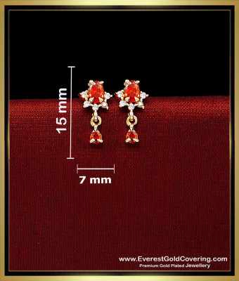 ERG2680 - Elegant Orange Colour Stone 1 Gram Earrings for Women