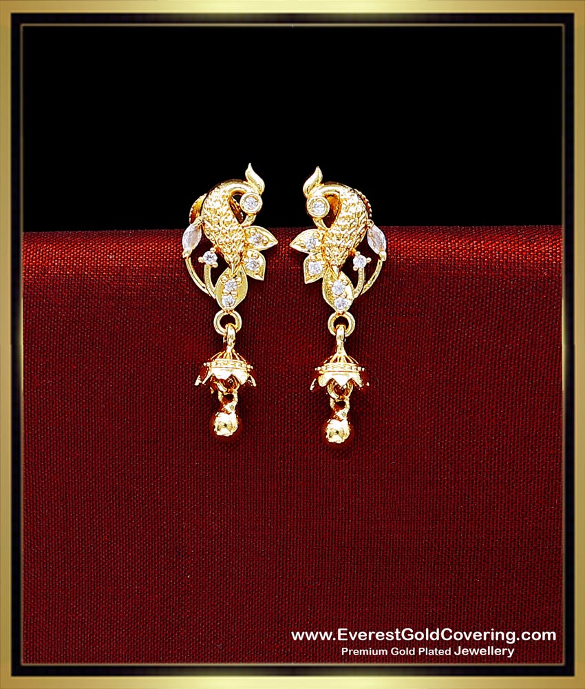 gold plated peacock earrings design