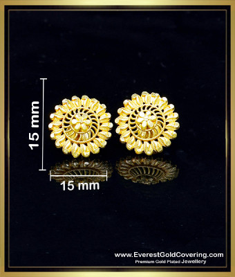 ERG2705 - Traditional Flower Design Yellow Gold Stud Earrings Online
