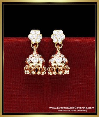 ERG2712 - Impon White Stone Daily Wear Jhumkas Earrings Online
