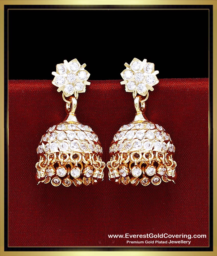 impon jewellery, gold earring patterns, jhumkas online, jhumkas gold, jhumkas for women, impon jhumki, impon big jhumkas, impon Jimiki, stone jhumka earrings, bridal gold jhumka design