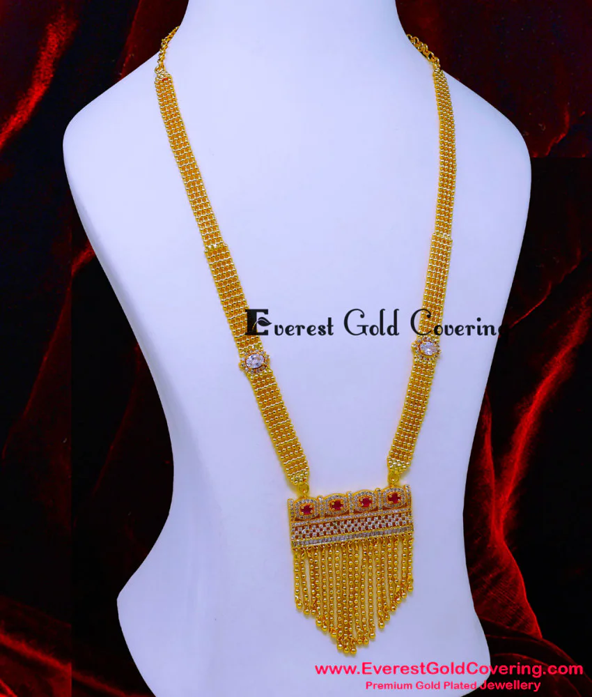 Buy Elegant White and Ruby Stone Rani Haar Design Latest