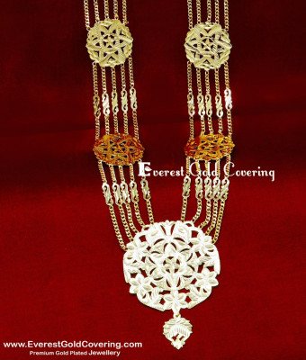 HRM1130 - Gold Plated Flower Design 5 Line Governor Malai Haram