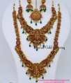 Bridal Jewellery Lakshmi Pendant Green Beads Haram