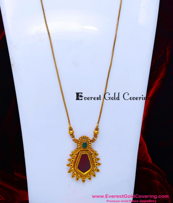 HRM1220 - Trendy Temple Jewellery Red Nagapadam Mini Haram Design