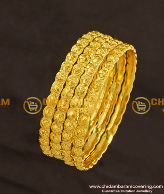 KBL025 - 1.12 Size Flower Design Kids Bangles Gold Plated Jewellery with Guarantee 