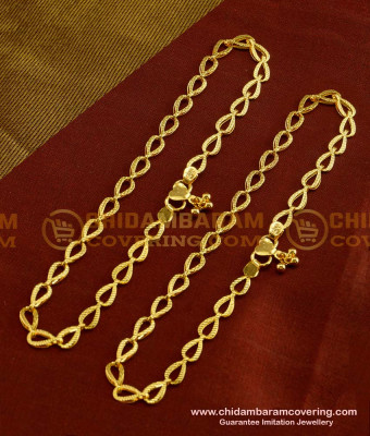 ANK019 - 11 Inch Most Beautiful One Gram Gold Designer Anklet Design for Girls 