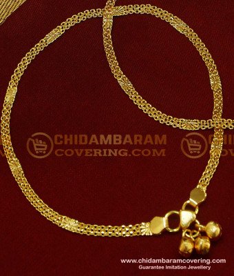 ANK037 - 11 Inch 1 Gm Gold Plated Simple Chain Design Office Wear Anklet Design for Ladies