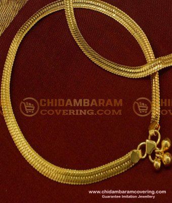 ANK048 - 7 Inch Real Gold Design Broad Anklet Flexible Chain Padasaram Design for Wedding