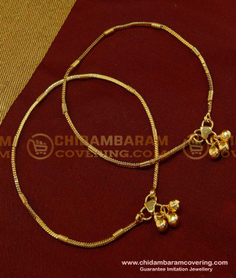 ANK050 - 11.5 Inch Light Weight Daily Wear Simple Thin Chain 1 Gram Gold Plated Anklet