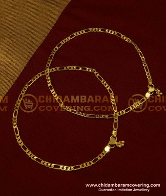 ANK069 - 12 Inch Real Gold Design Light Weight Sachin Chain Padasaram Anklet for Daily Use 