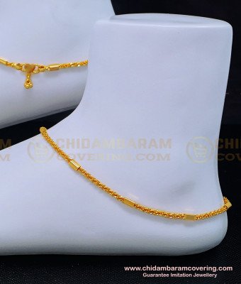 ANK093 - 10.5 Inch One Gram Gold Light Weight Simple Daily Wear Designer Chain Anklet Online