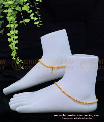 ANK093 - 10.5 Inch One Gram Gold Light Weight Simple Daily Wear Designer Chain Anklet Online