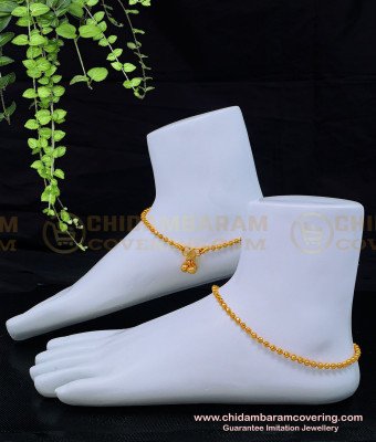 ANK094 - 10 Inch Gold Plated Ball Chain Golden Beads Anklet Gold Covering Payal Online 