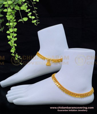 ANK097 - 10 Inches Attractive Real Gold Look Mango Design One Gram Gold Anklet Buy Online 