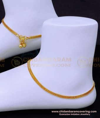 ANK112 - 10.5 Inch Daily Wear Chain Model Simple Gold Kolusu Designs