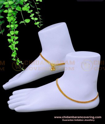 ANK112 - 10.5 Inch Daily Wear Chain Model Simple Gold Kolusu Designs