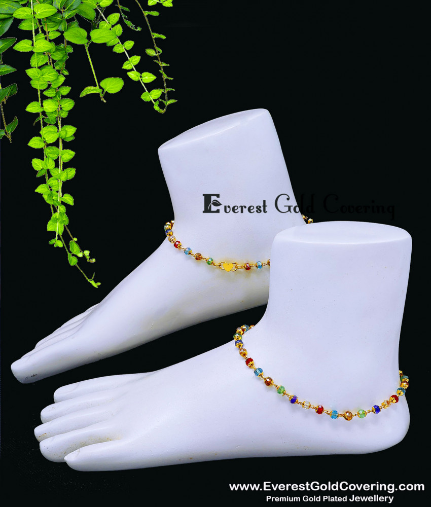 Gold Plated Crystal Beads Anklet for Women