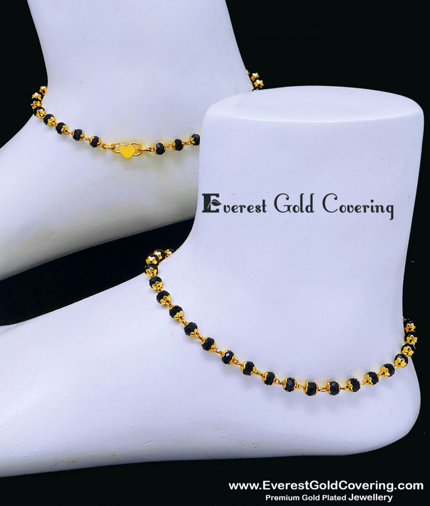 Elegant Black Crystal Anklet Design for Girls and Women