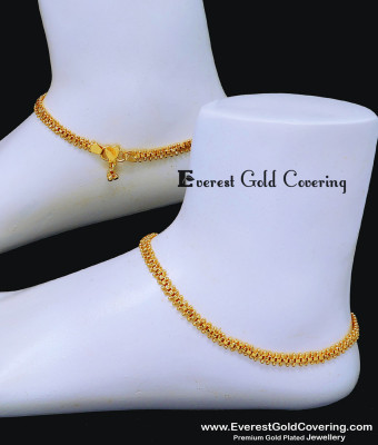 ANK176 - 10 Inch Latest Daily Wear 1 Gram Gold Anklets for Women