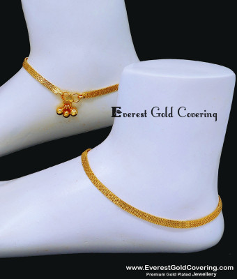ANK183 - 10 Inch Gold Plated Daily Wear Cute Simple Gold Anklet Designs