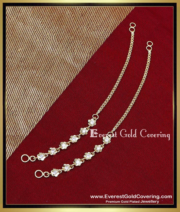 yellow gold ear chain for heavy earrings