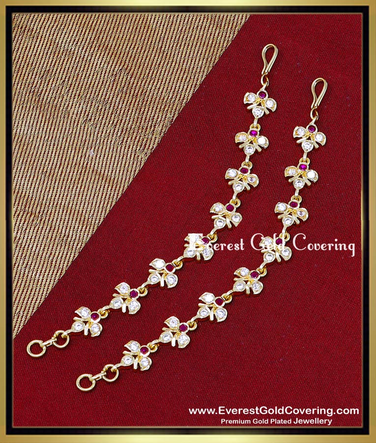gold plated stone ear chain online