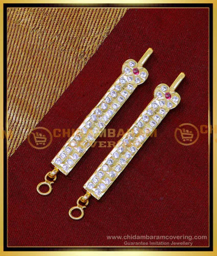 Whitestone Ear Chain Buy Five Metal Bridal Wear White and Ruby Stone Impon Traditional Gold ...