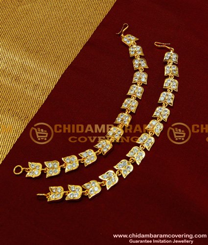 MAT61 - Stunning Gold Full White Ad Stone Gold Plated Leaf Design Impon Maatal Online Shopping