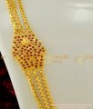 MCHN108 - Impon Lakshmi Mugappu Design Full Red Stone Big Side Pendant Three Line Mugappu Chain Design Online