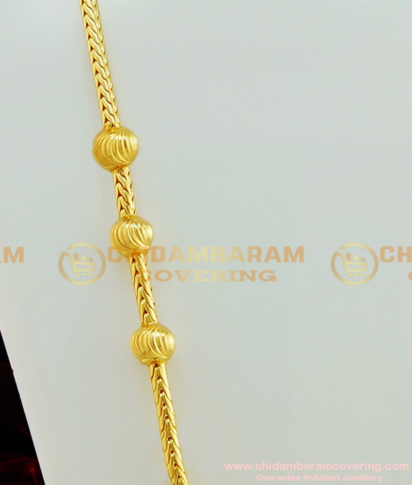 MCHN157 - Latest Daily Wear Gold Plated Plain Golden Ball Mugappu Design Low Price Online