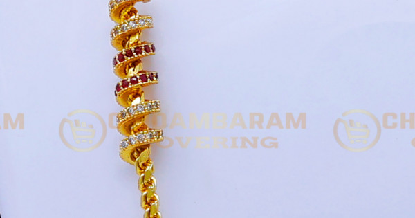 Buy Traditional Spiral Design Stone Mugappu Chain Designs