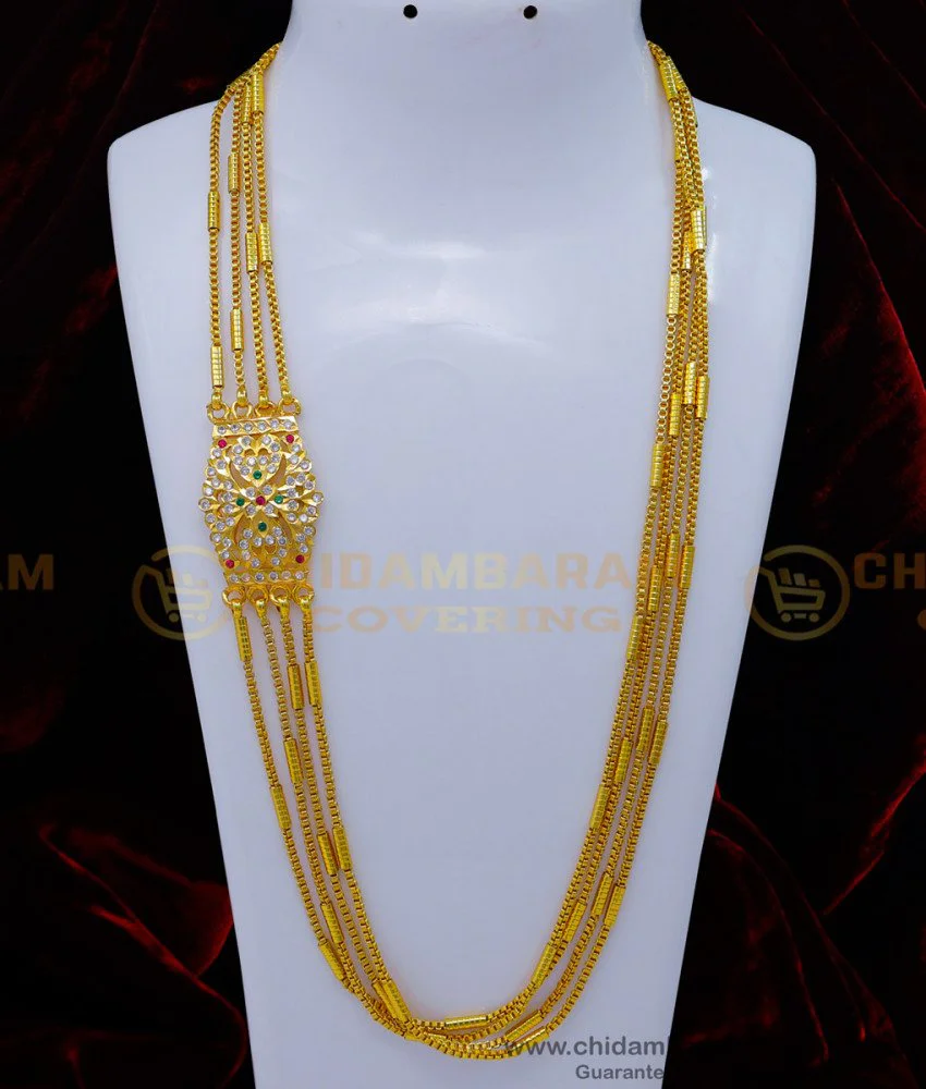Tennampoo Design Chain Buy Impon Jewellery 4 Line Mugappu Thali Chain for Daily Use
