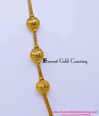 MCHN647 - 1 Gram Gold Plated Daily Wear Plain Mugappu Thali Chain