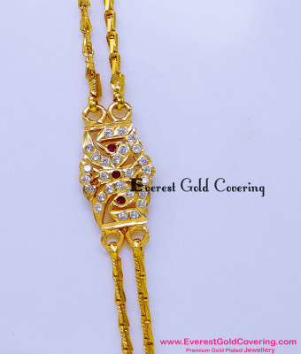 MCHN658 - Pure Impon Jewellery Double Line Mugappu Chain Design