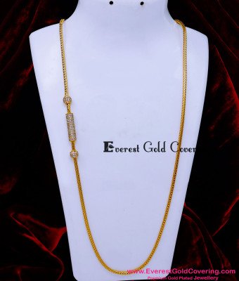 MCHN664 - 30 Inch Gold Design White Stone Trendy Mugappu Designs