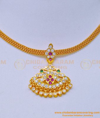 NLC1064 - Attractive Simple Light Weight Gold Covering Impon Attigai Necklace for Women