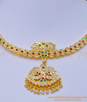 NLC1075 - Attractive Bridal Wear Impon Multi Stone Attigai Necklace for Women  