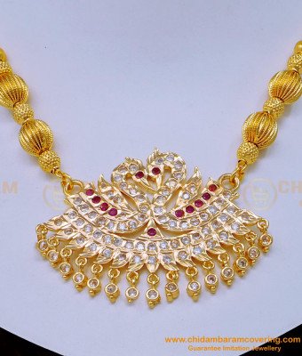 NLC1119 - Latest Impon Swan Dollar with Gold Gundu Mala Five Metal Attigai Necklace Online