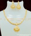 NLC407 - Traditional Gold Design Impon Full White Stone Attigai With Earring Set for Marriage 