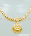 NLC407 - Traditional Gold Design Impon Full White Stone Attigai With Earring Set for Marriage 