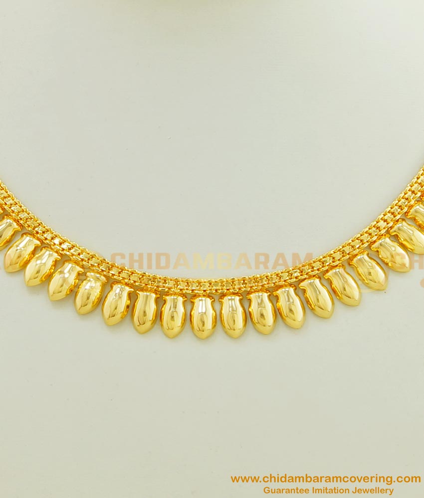 NLC413 - Kerala Light Weight Daily Wear Shiny Flower Petal Design Necklace 