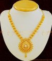 NLC641 - Kerala Style Net Design White Stone Jewellery Gold Covering Necklace 